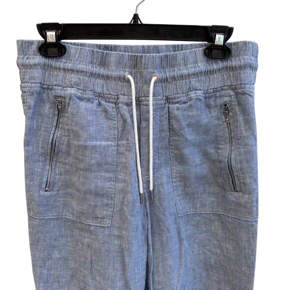 Athleta Cabo Linen Chambray Blue Jogger Size 6 - Picture 6 of 7